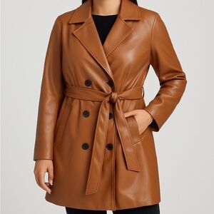 Sebby Collection Faux Leather Trench Coat – XL